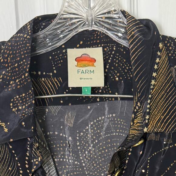 Farm Rio Golden Foliage Pajama Shirt L - Picture 7 of 8